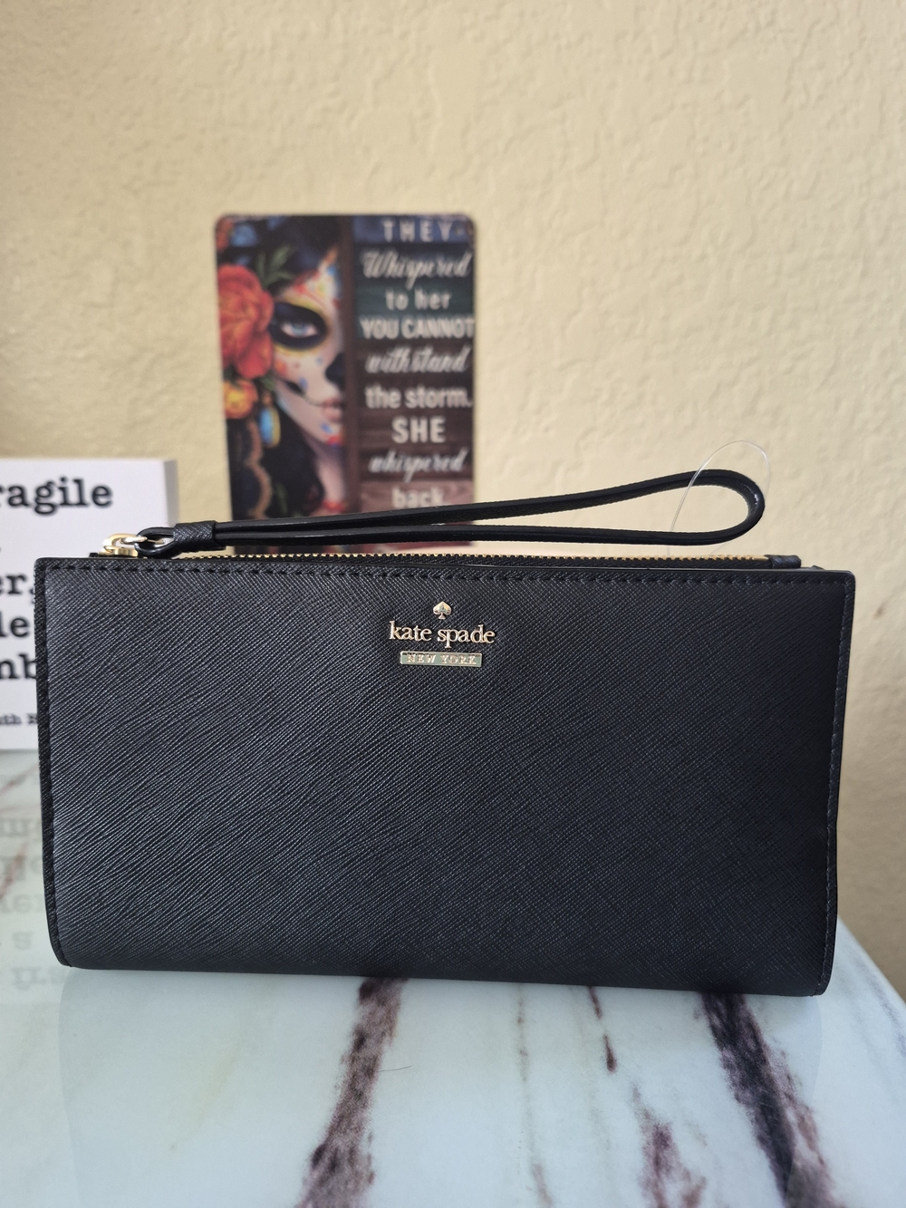 Kate Spade Black Saffiano Leather Wristlet Wallet